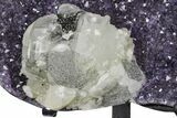 Amethyst Geode Section With Calcite On Metal Stand - Uruguay #171780-4